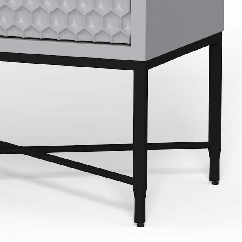 Rexi 26 Inch 2 Drawer Nightstand, Honeycomb, Mahogany Wood