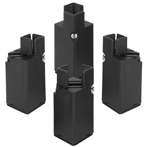 slide 2 of 6, 4 Pcs Adjustable Sofa Chair Leg Risers for 1-2" Legs Black