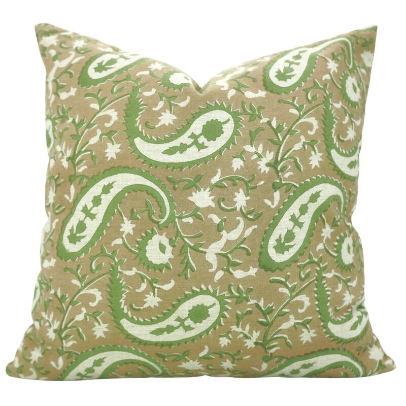 Fabdivine Paisley Block Print Pillow Cover Boho Living Room or Soft Linen Cozy Rectangle 12x20 Inch Cushioncase Brown, Kiara