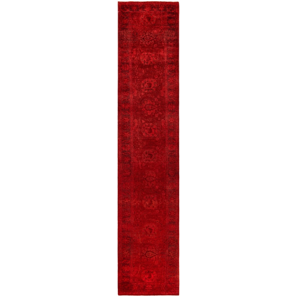 Overdyed One-of-a-Kind Hand-Knotted Area Rug - Red - 2' 7" x 12' 10"
