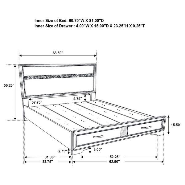 dimension image slide 3 of 29, Miranda 4-piece Platform Storage Bedroom Set White