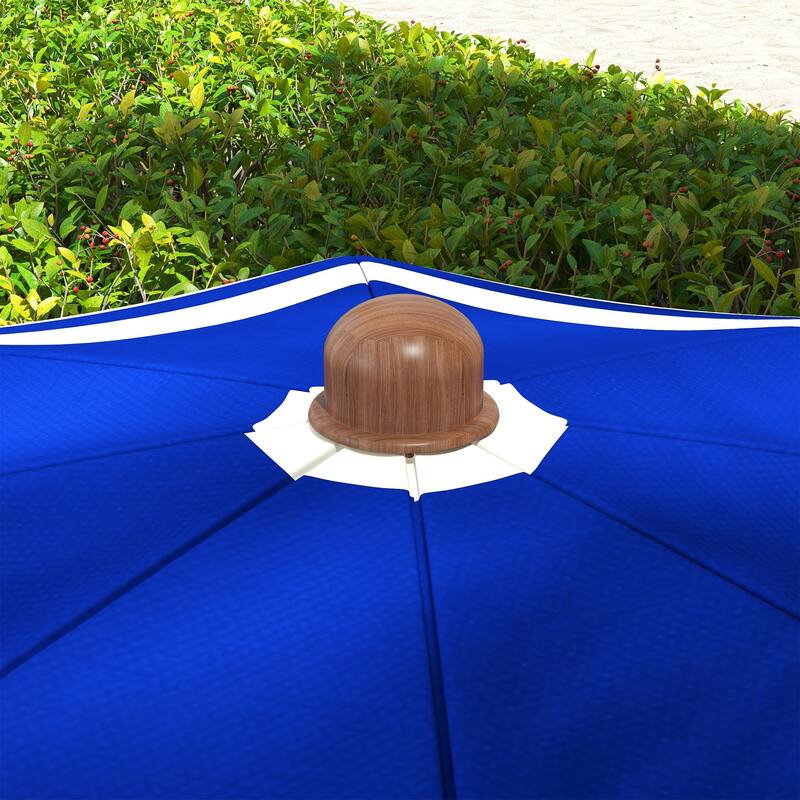 Outsunny 6.2' Portable Beach Umbrella, Ruffled Outdoor Umbrella with Vented Canopy, Carry Bag