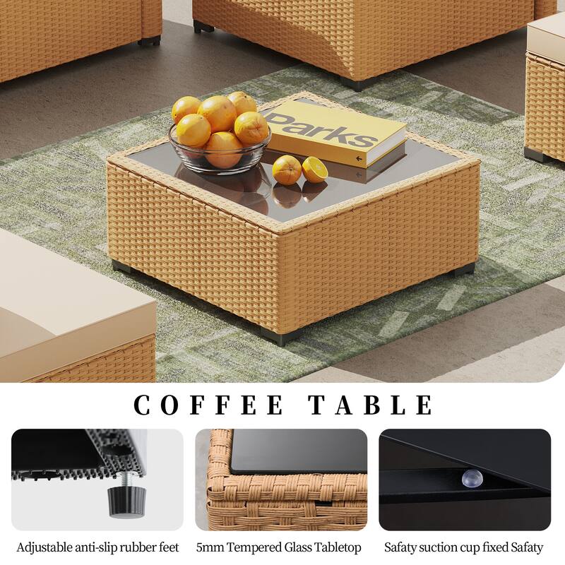 UPHA 7-Piece Wicker Outdoor Seating Group with Cushions