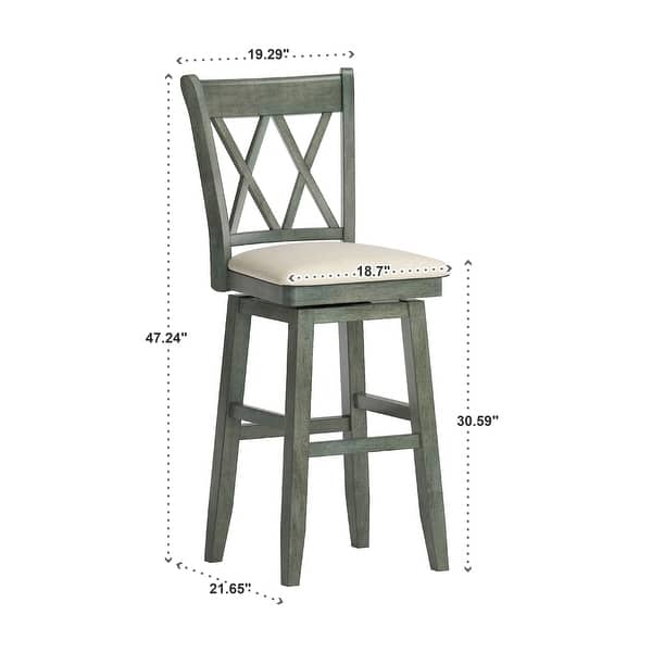 dimension image slide 1 of 2, Eleanor Double X Back Wood Swivel Bar Stool by iNSPIRE Q Classic