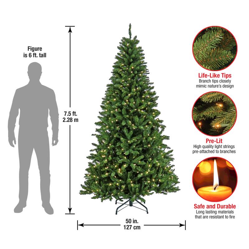 National Tree Company 7.5 ft. Pre-Lit Crater Pine Tree with LED Lights - 7.5 Foot