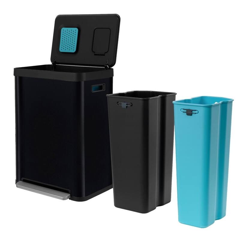 18.5 Gallon Kitchen Trash Can, Dual Removable Liners for Recycling and