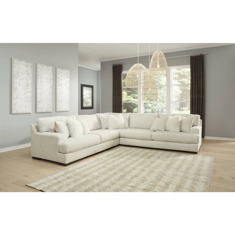 Signature Design by Ashley Zada Ivory 3-Piece Sectional - 130"W x 130"D x 38"H