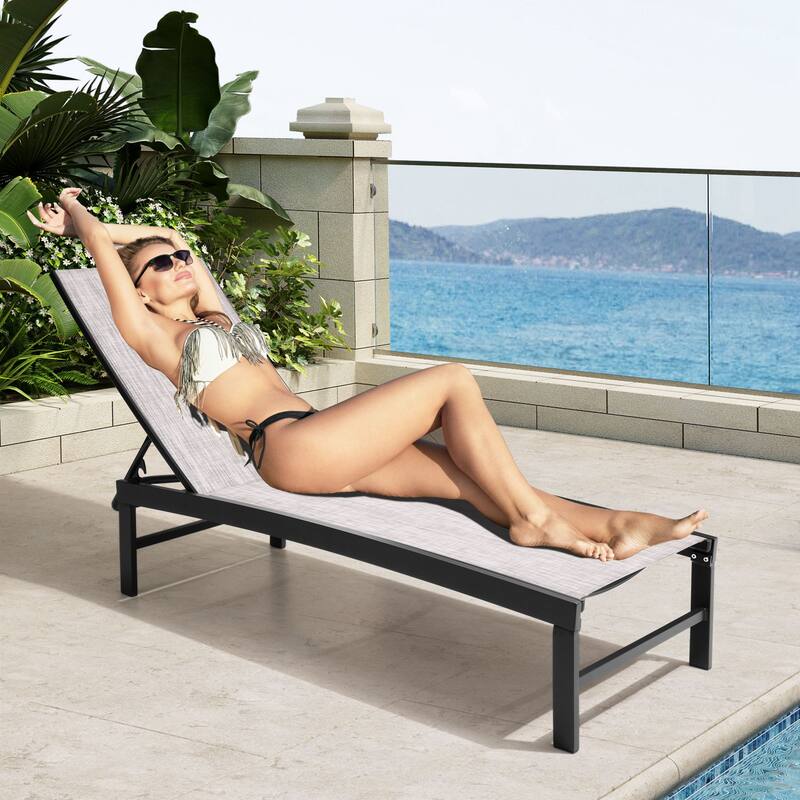 VredHom Aluminum Adjustable Outdoor Chaise Lounge Chair - 60.4 in L * 24.6 in W * 16.1/40.8 in H
