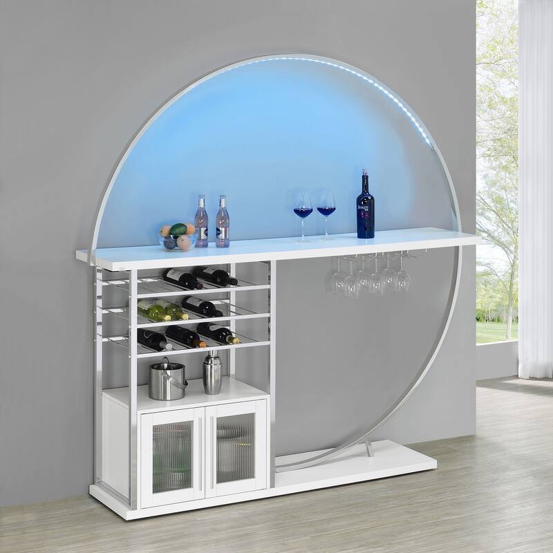 Risley 2-door Circular LED Home Bar with Wine Storage