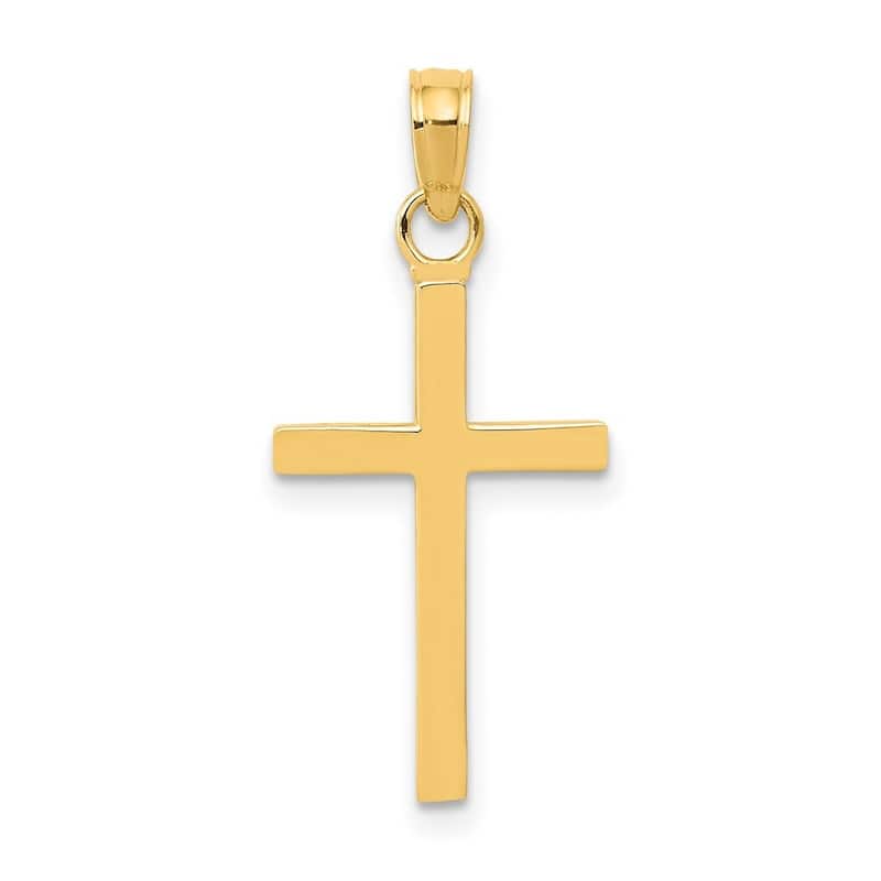 Curata 14k Yellow Gold 18" Solid Flat Polished Cross Necklace - 17x12mm
