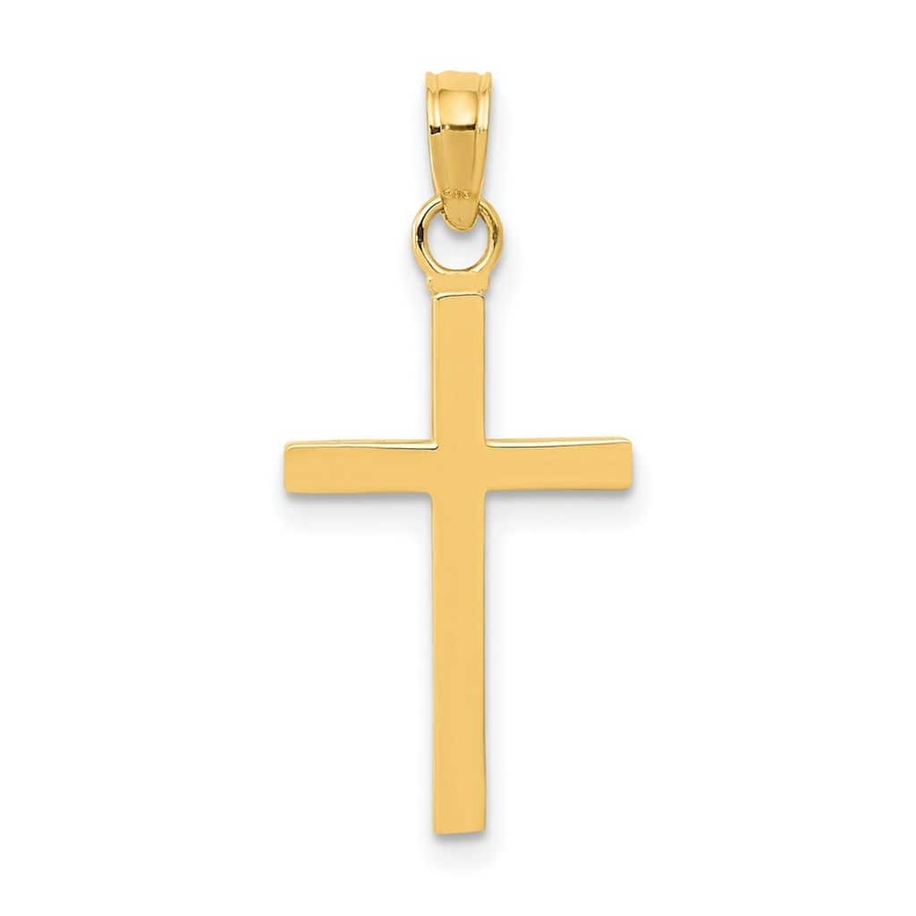Curata 14k Yellow Gold 18" Solid Flat Polished Cross Necklace - 17x12mm