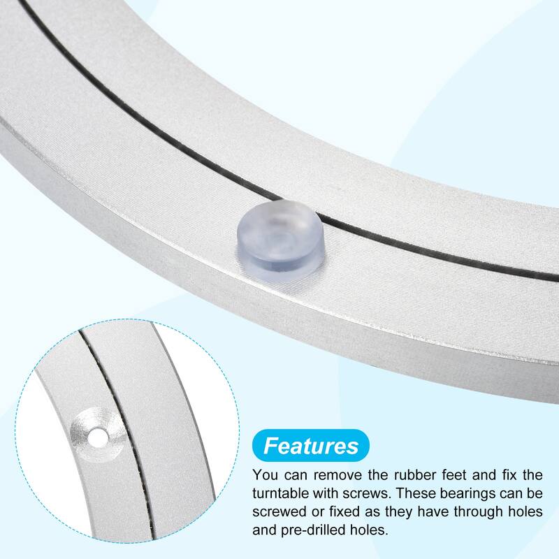 10 Inch Lazy Susan Aluminum Rotating Turntable Bearing Swivel Plate Dining Table - Silver - 10 inch