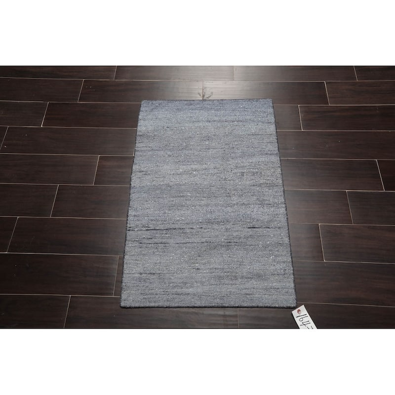 Hand Woven Gray, Silk Modern & Contemporary Oriental Area Rug - 2' x 3'