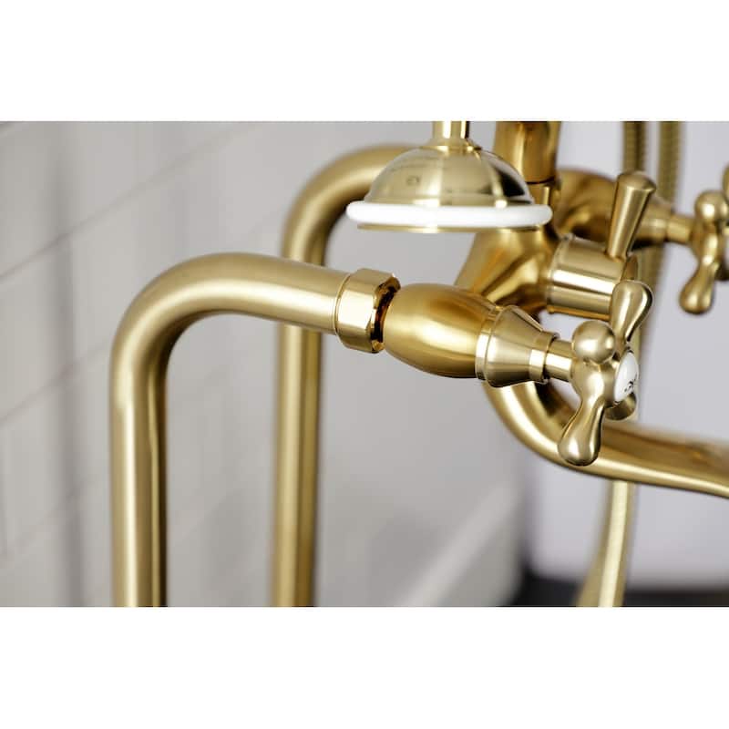 Kingston Brass Freestanding Clawfoot Tub Faucet Package with Supply Line in Matte Black