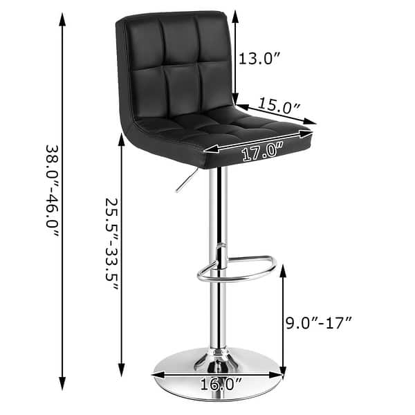 Costway Adjustable Swivel Bar Stool Counter Height Bar Chair PU - See ...