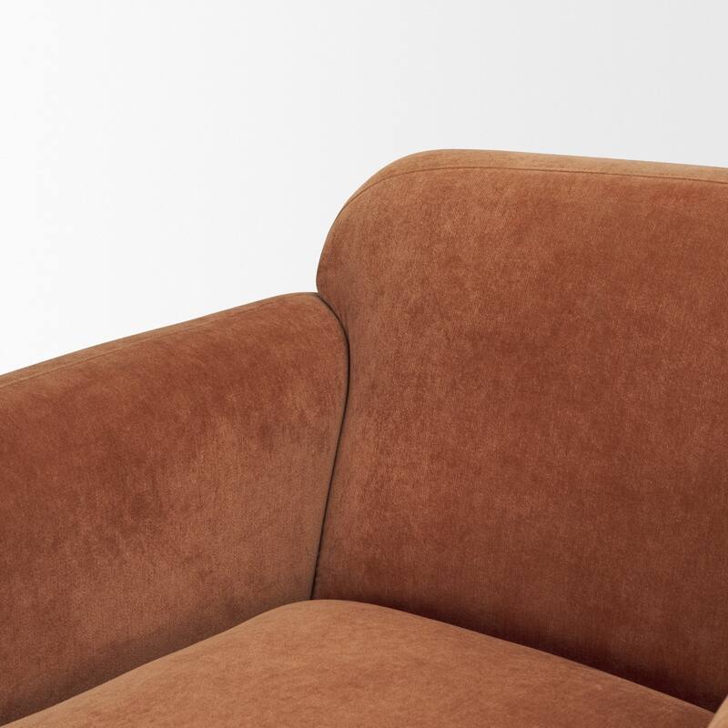 Saga Stonewashed Rust Chenille Fabric Upholstered Chair - 38.5L x 37.5W x 33.0H