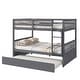 preview thumbnail 6 of 10, Dark Grey Full Over Full Rubber Wood Bunk Bed with Trundle and Guardrails and Ladder
