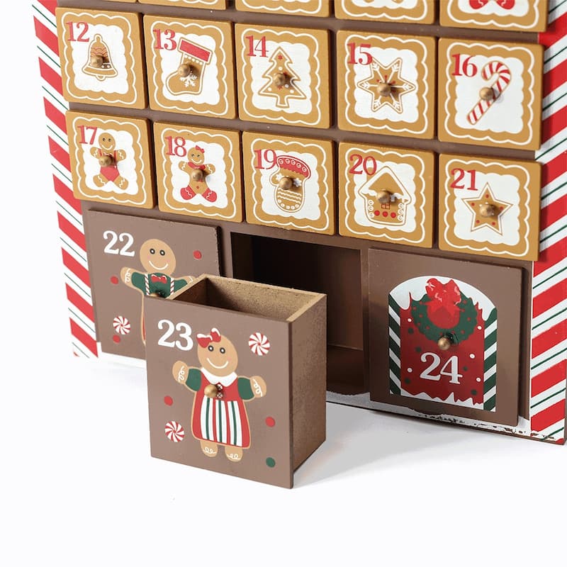 Gingerbread House Countdown Calendar - 24 Days of Christmas Surprises - Brown