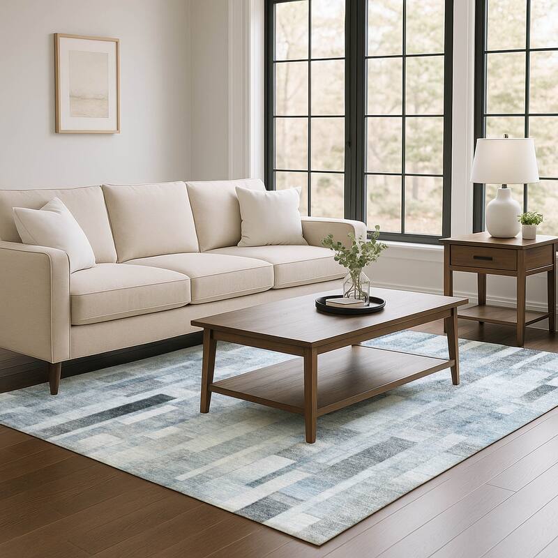 Premium Washable Super Soft Geo Stripe Mayfield Rug - Blue - 8' x 10'