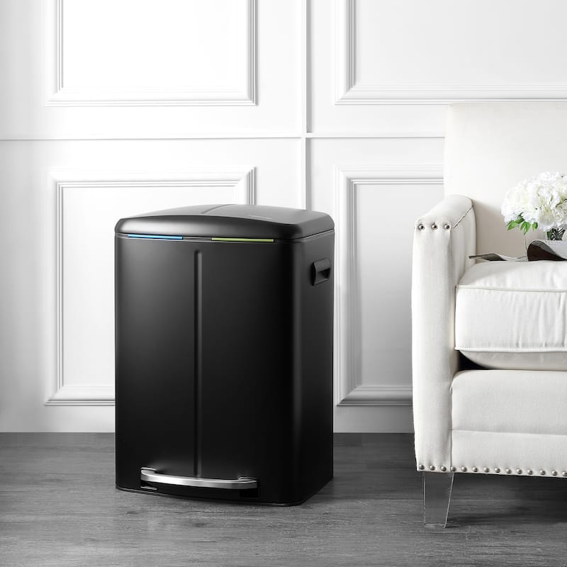 happimess 10.6-Gallon Double Bucket Trash Can with Soft Close Lid