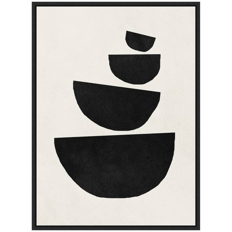Kate and Laurel Sylvie Black Geometric Abstract 1 Framed Canvas by July Art Prints