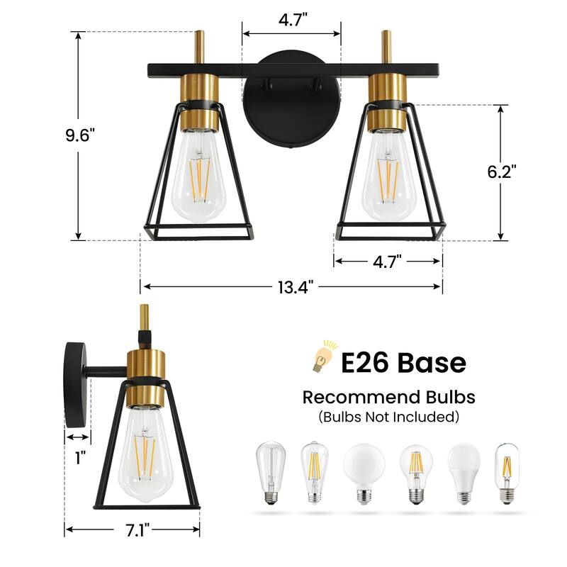 2&3 - Light Dimmable Modern Bathroom Vanity Light with Metal Frame