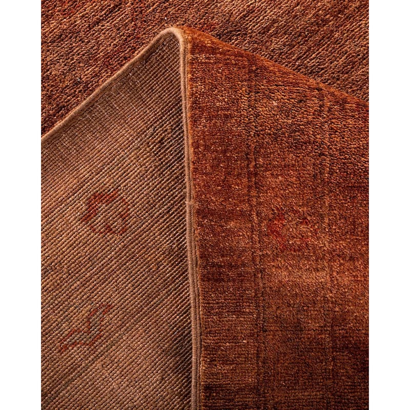 Overton Hand Knotted Wool Vintage Inspired Modern Contemporary Overdyed Brown Area Rug - 12' 0" x 17' 10"