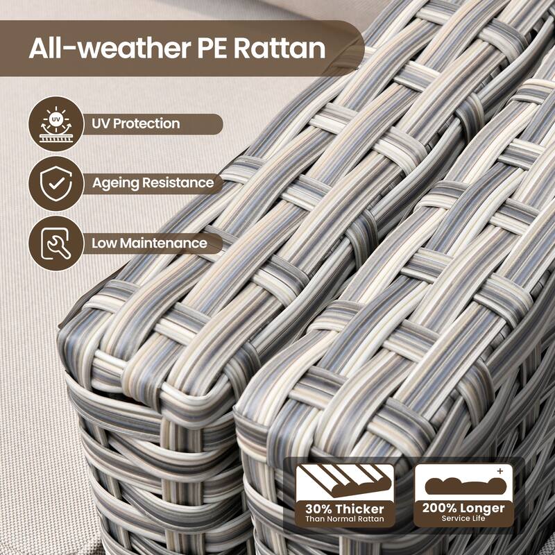 XIZZI 8-Piece Outdoor Wicker Furniture Sectional Swivel Chairs Set