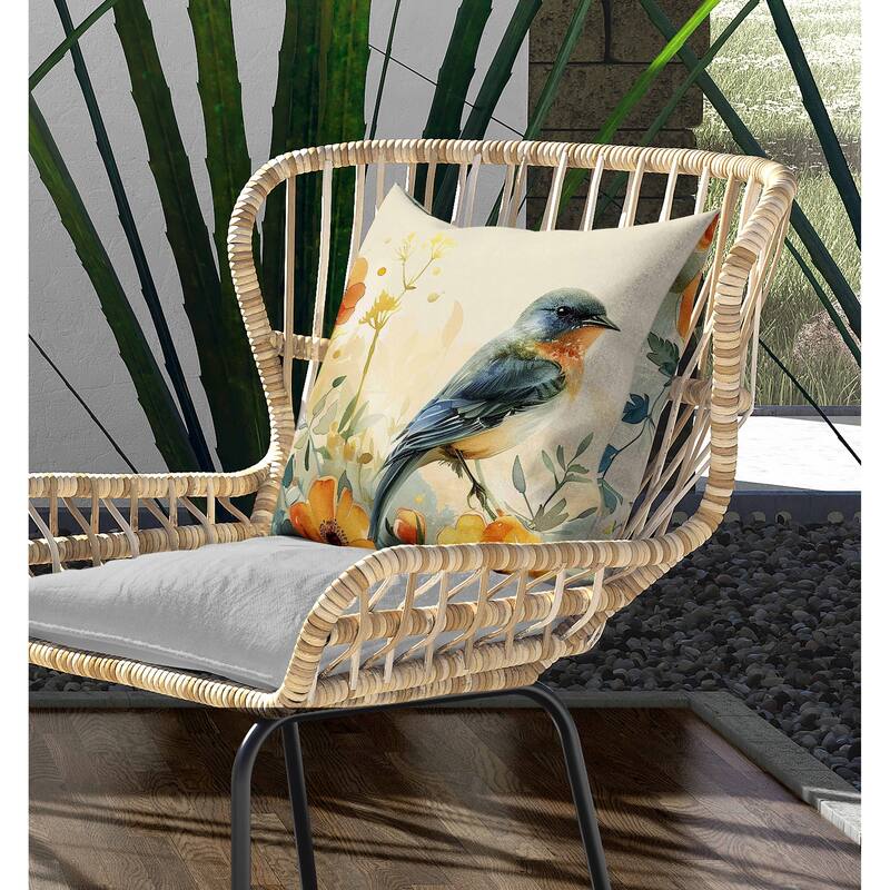 Tranquil Thicket Indoor/Outdoor Reversible Throw Pillow Beige and Orange