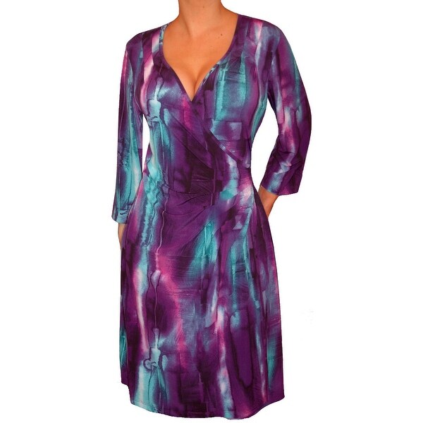 Funfash Plus Size Purple Slimming Wrap Dress Cocktail Dress
