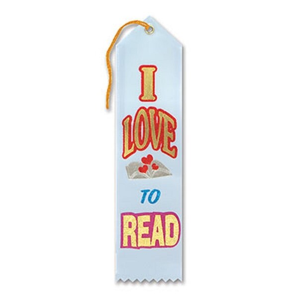 Pack of 6 Light Blue "I Love To Read" School Award Ribbon Bookmarks 8" - N/A