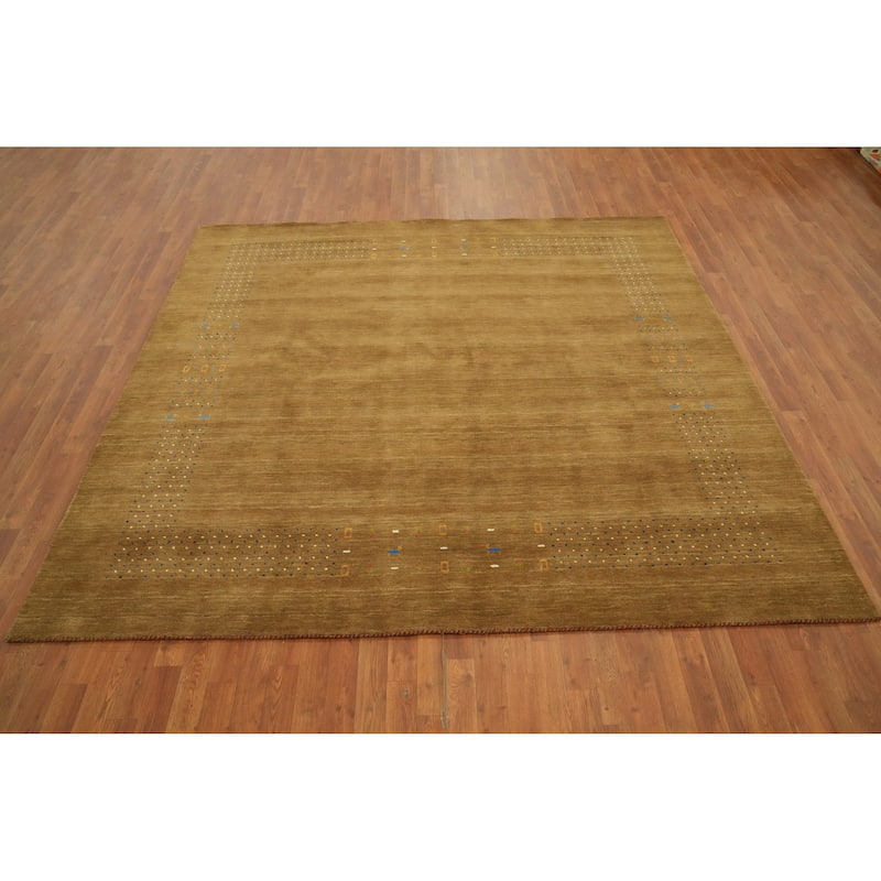 Hand Knotted Oriental 100% Wool Carpet Tribal Animal Pictorial Brown Gabbeh Area Rug - 8' 1'' X 8' 5''
