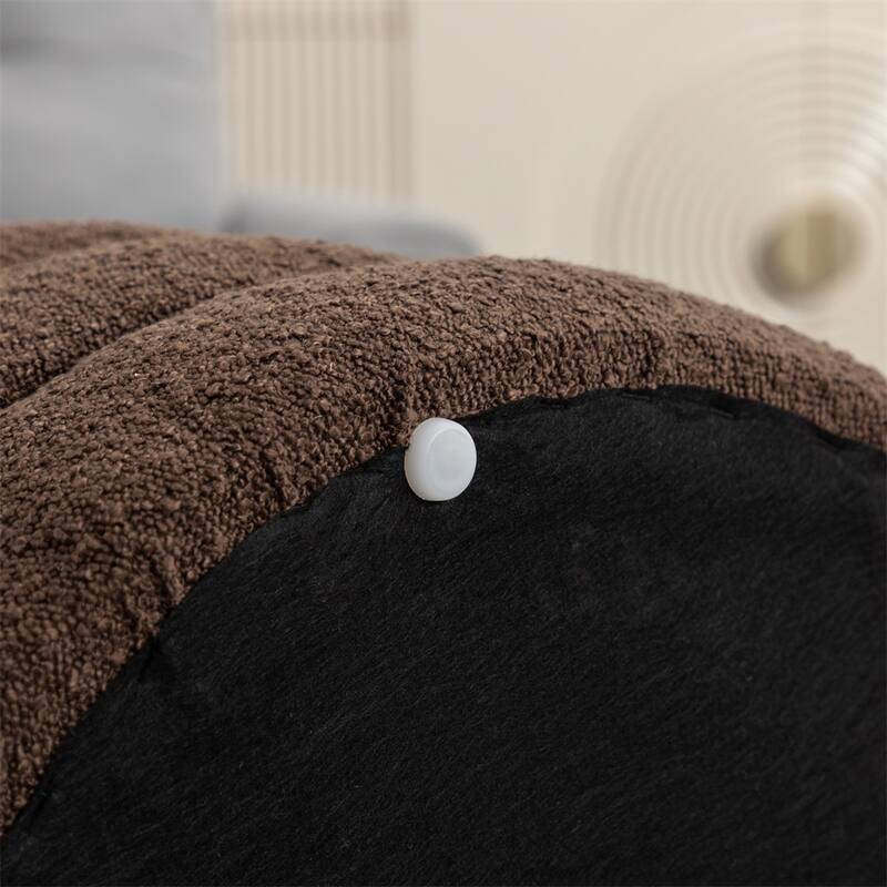 Fabric Storage Round Ottoman Footstool with Wooden Shelving
