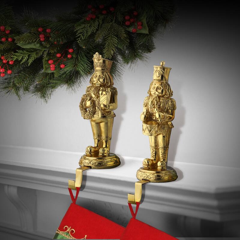 10.5" Resin Nutcracker Stocking Holder Set of 2