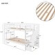 preview thumbnail 4 of 6, Twin-Over-Twin Stairway Bunk Bed, Can Be Divided into Two Individual Bedframe, Solid Wood Bedfram w/Storage Stairs & Guard Rail