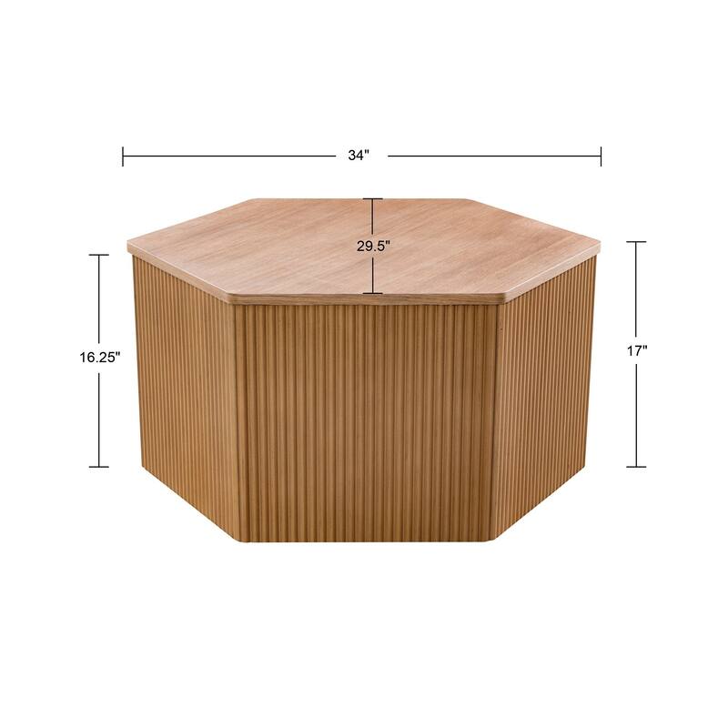 INK+IVY Honey Natural Fluted Hexagon Coffee Table