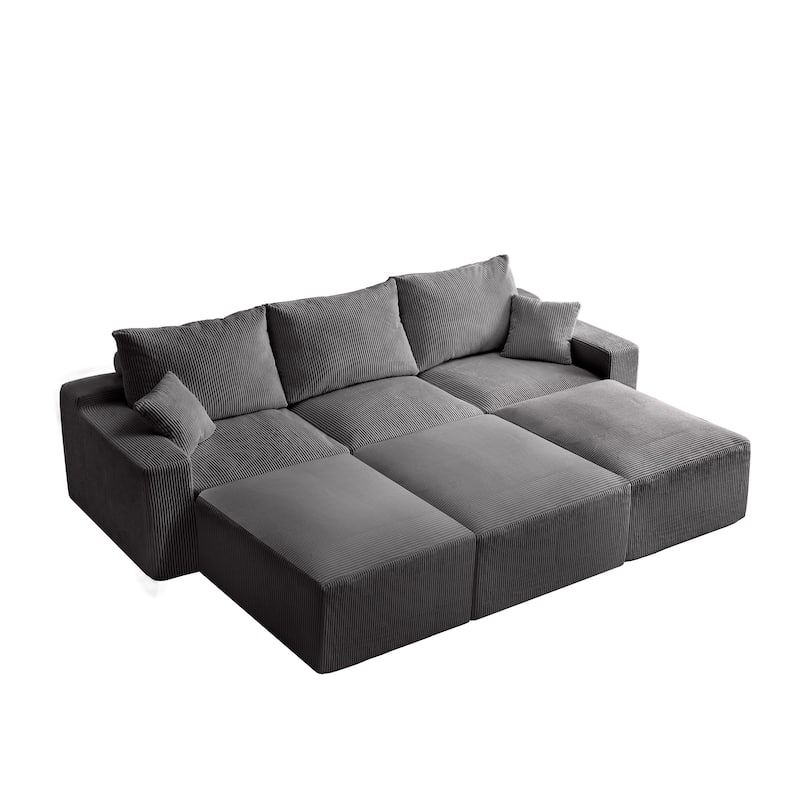 3-Seater Sofa, Plush Compact, No Assembly, Living Room Bedroom