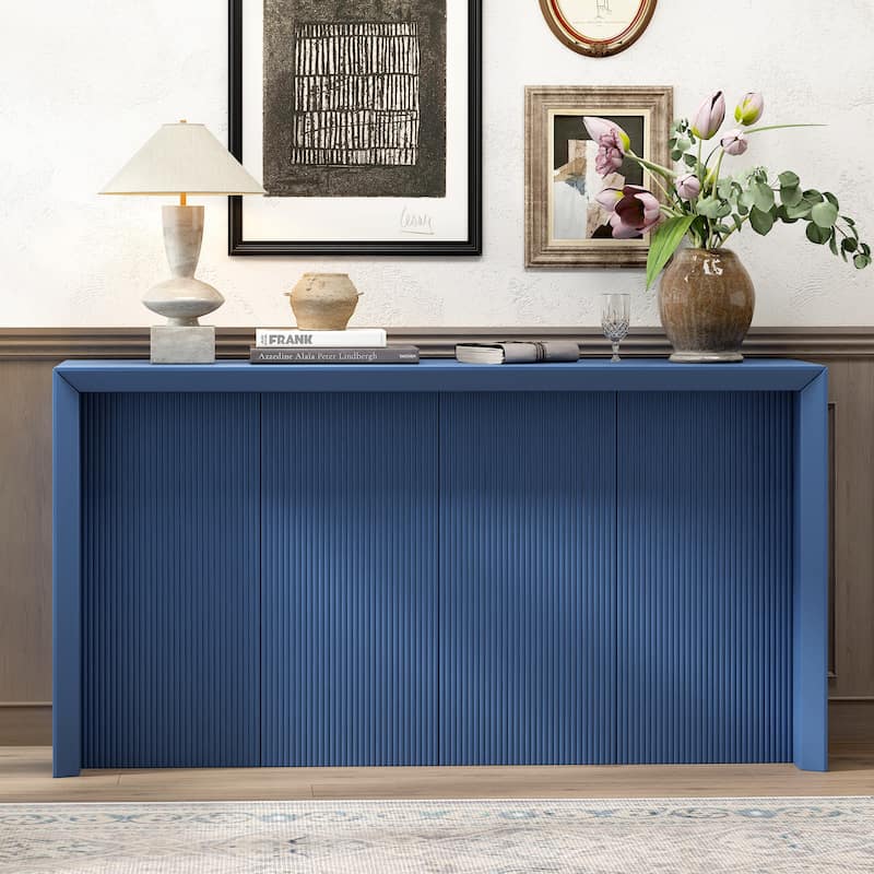 Acacia Wood Veneer Simple Entryway Table With Wavy Design,Suitable For Study,Entryway,Hallway, Living Room, Foyer