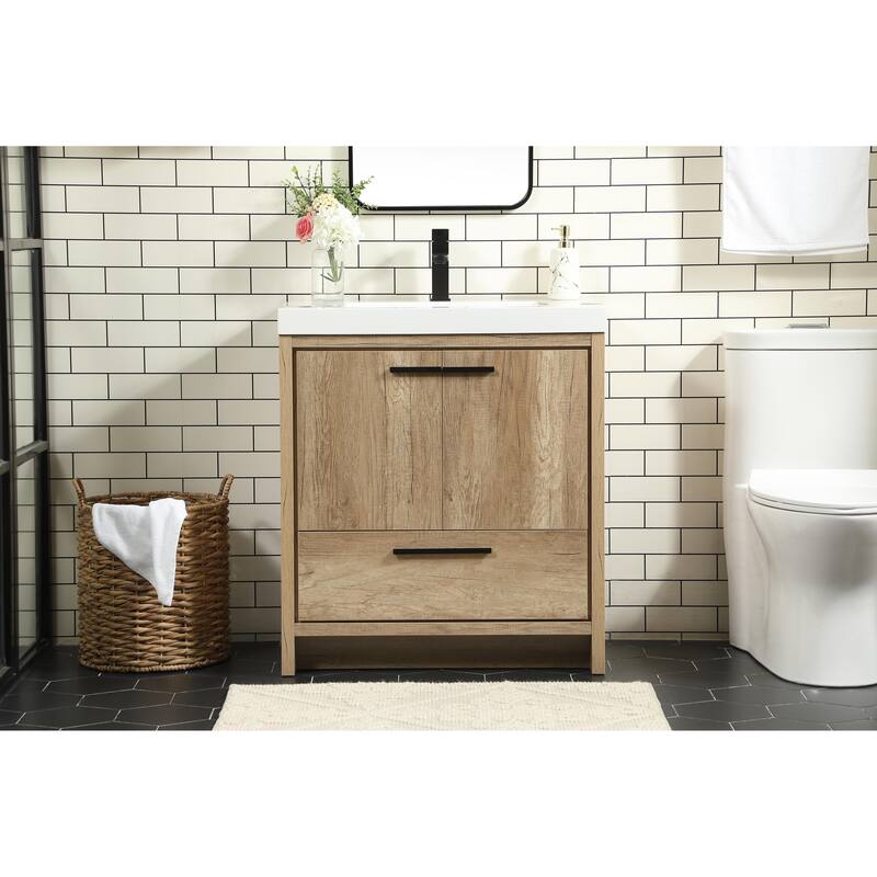 Line 24 - 30 Inch Single Bathroom Vanity - 30 Inches - Natural Oak