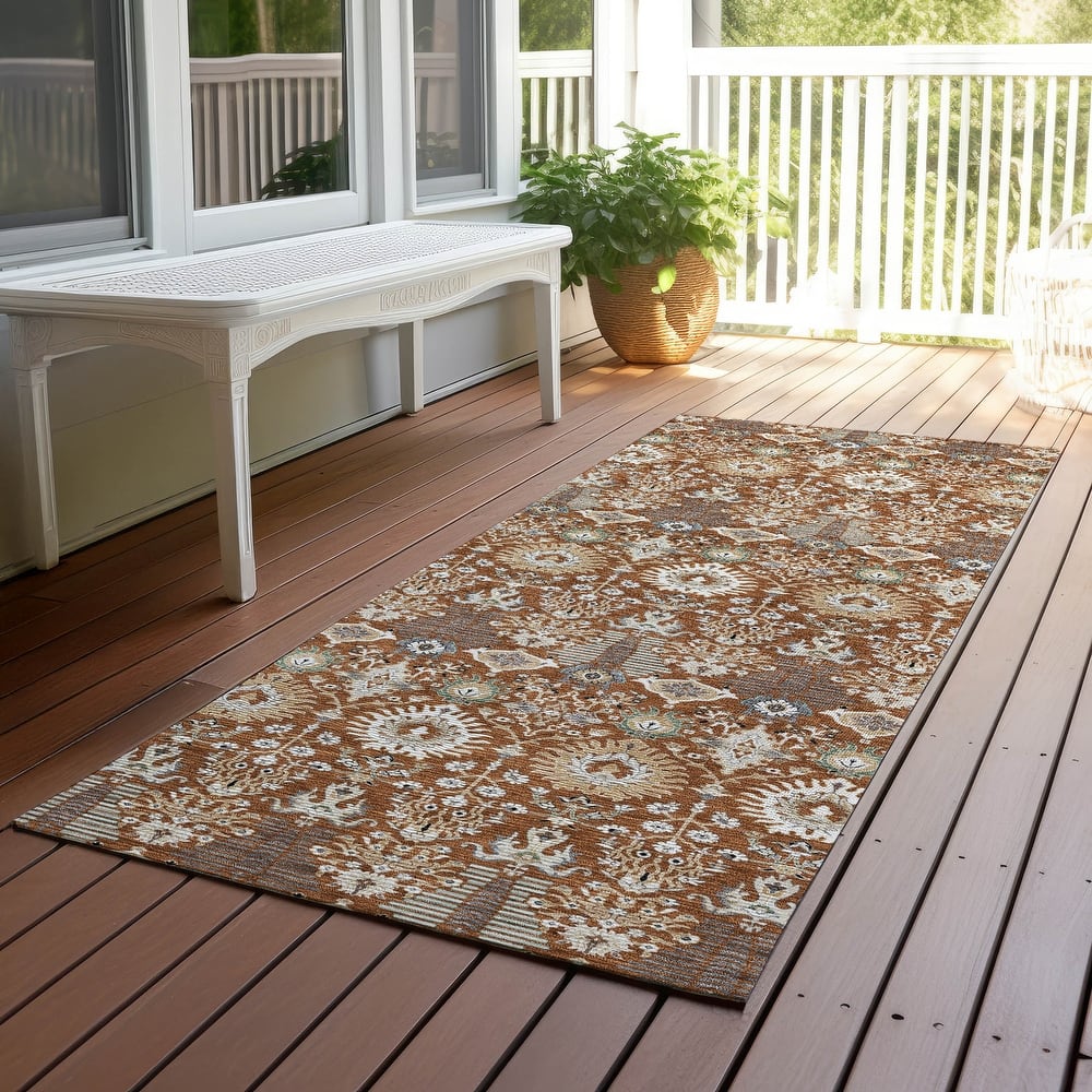 Machine Washable Indoor/ Outdoor Traditional Xander Chantille Rug