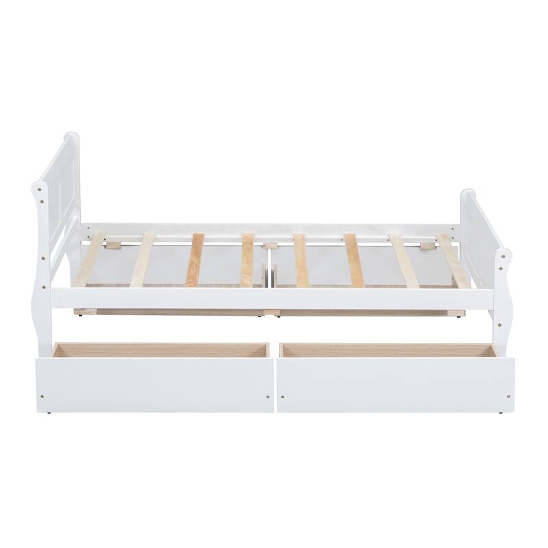Twin Pine Wood Platform Bed with 4 Drawers & Design