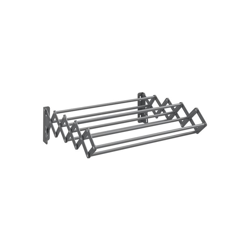 Wall-Mounted Expandable Steel Clothes Drying Rack with 9 Hanging Rods Perfect for Laundry Room or Bathroom - 16.5" - Dove-Grey