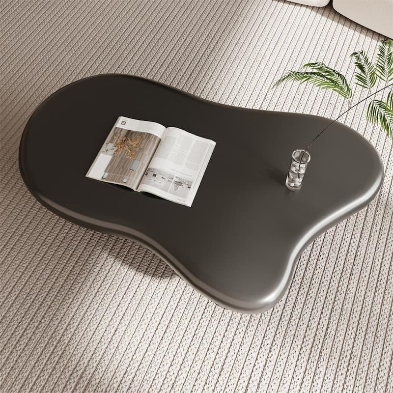 40" Wood Cloud Shaped Coffee Table with Legs for Living Room