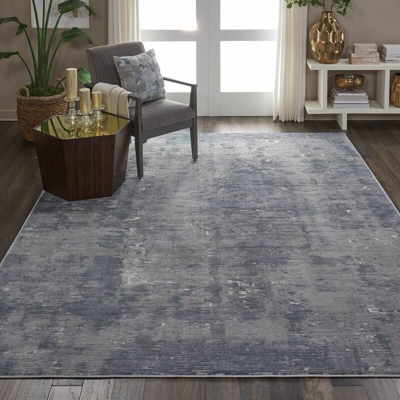 Rustic Textures Modern Transitional Abstract Area Rug - 7'10" x 10'6" - Grey - Runner/Rectangle