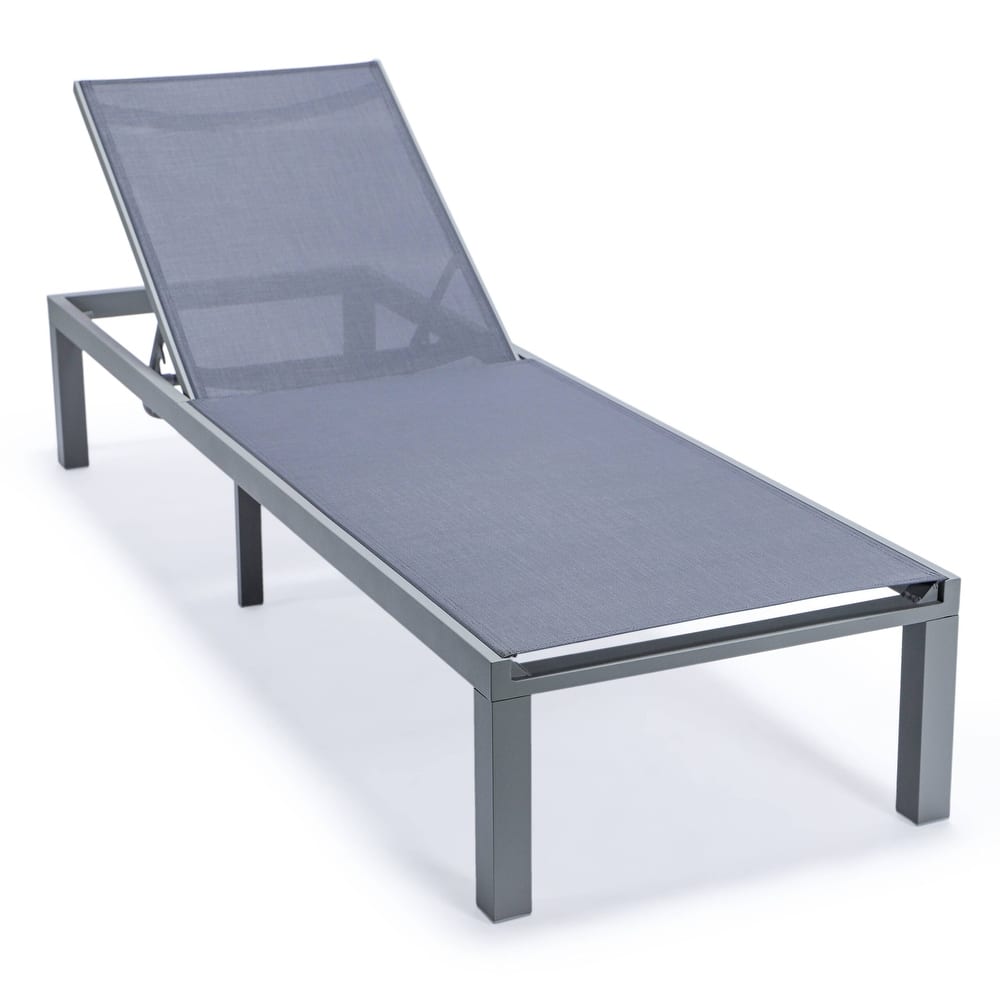 Aluminum Beach Pool Sun Lounge Chair Sling Mesh Fabric Reclining Stackable Lounger Chair