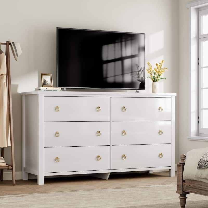 6 Dresser for Bedroom, Drawer Dresser with Storage Freestanding, Wooden Closet Storage Chest for Living Room