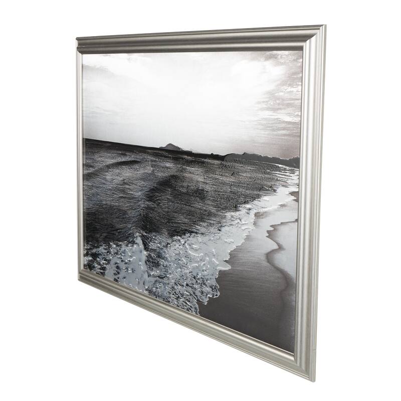 Polystone Landscape Textured Ocean Wall Art with Black and White Accents - Silver - Roche River Decor