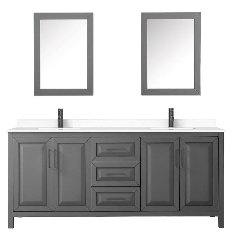 Daria 80 Inch Double Vanity, Cultured Marble Top, Medicine Cabinets