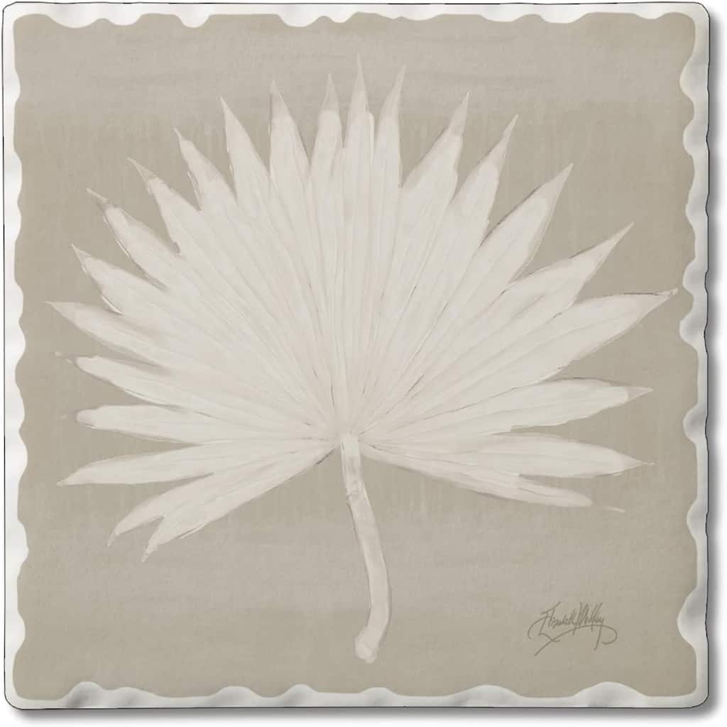 Absorbent Stone Tumbled Tile Coasters, Fan Palm I, Set of 4
