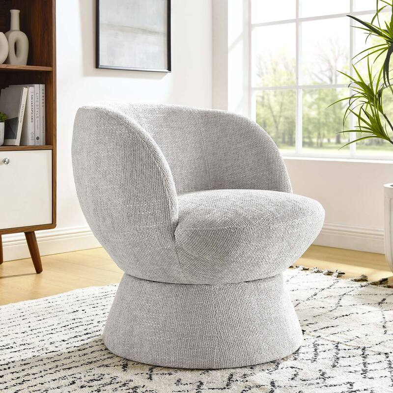 Vesta Chenille Fabric Upholstered Swivel Chair - Dove Gray